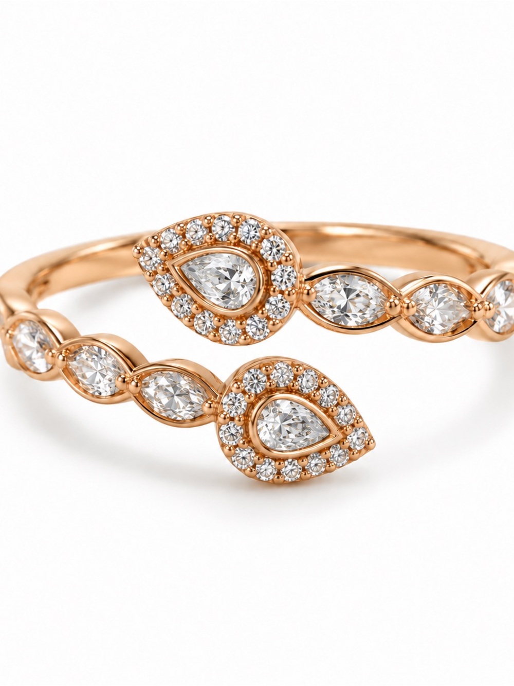 Rose Gold Teardrop 925 Sterling Silver Moissanite 1.05 CTW VVS-D Ring Size 7